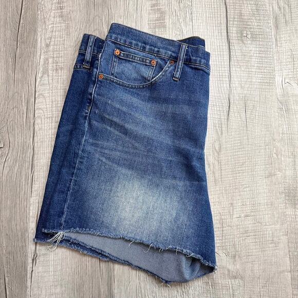 Madewell High Rise Denim Shorts Women's 35 Blue Plus Raw Hem Medium Wash #F7019 - Picture 9 of 9